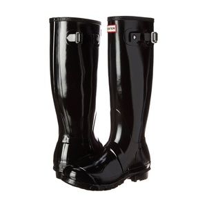 TALL GLOSSY BLACK HUNTER BOOTS WOMENS 10